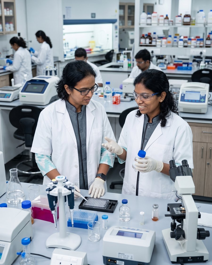 Misez founding scientists at work in the lab